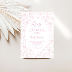 Invitation pour Fille Baby Shower Toile Ours