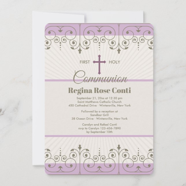 Invitation pour fille de communion (Devant)