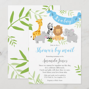 Invitation pour garçon Baby Shower Animaux de Safa