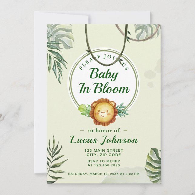 Invitation pour garçon de Baby in Bloom Jungle (Devant)