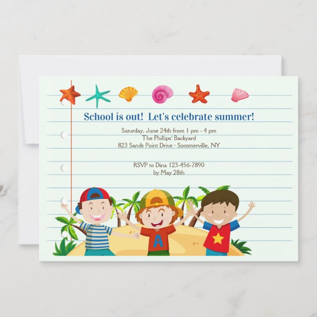Invitation pour garçons d'été (Devant)