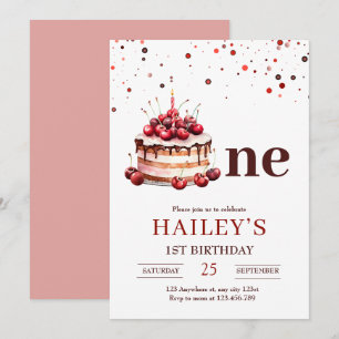 Invitation pour gâteau d'anniversaire 1 an, Fille