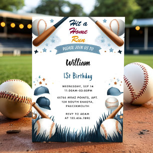Invitation Pour Homme Ball Wood Jeu Équipe Baseball 1er Anniv