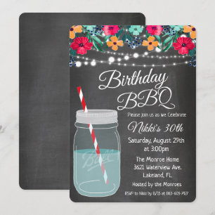 Invitation pour jar Mason BBQ d'anniversaire pour 