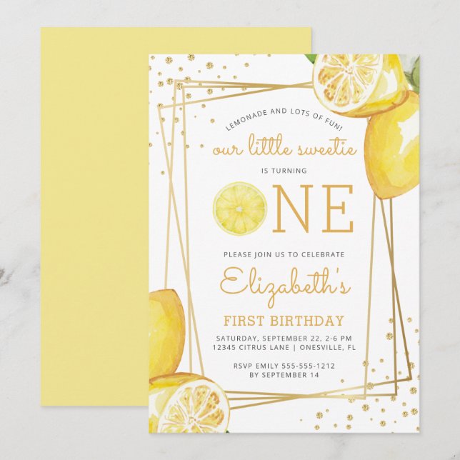 Invitation pour la 1ère fête d'anniversaire de Lem (Devant / Derrière)