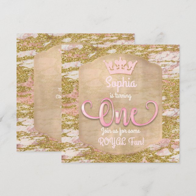 Invitation pour la 1ère fête de la princesse en ro (Devant / Derrière)