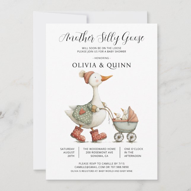 Invitation pour la 2ème Baby Shower de Silly Goose (Devant)