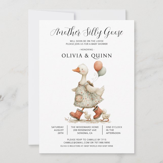 Invitation pour la 2ème Baby Shower de Silly Goose (Devant)