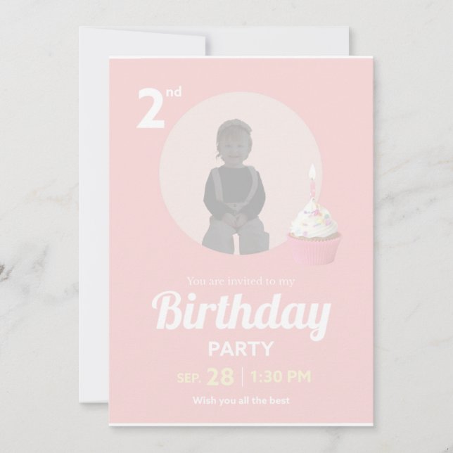 Invitation pour la 2ème fête d'anniversaire Photo  (Devant)