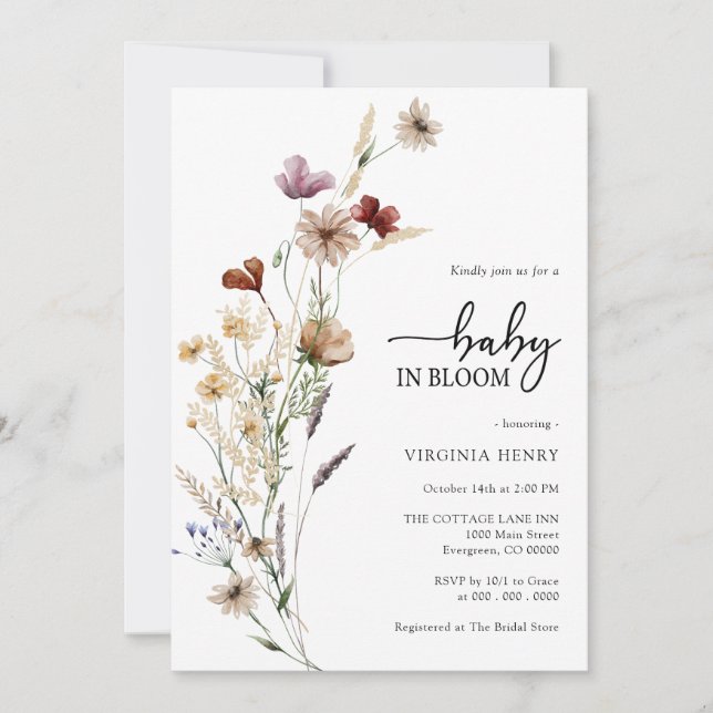Invitation pour la Baby Shower Baby In Bloom (Devant)