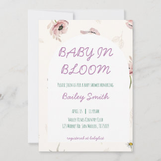 Invitation pour la baby shower "Bébé en fleurs"