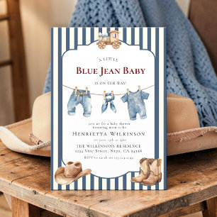 Invitation pour la Baby Shower "Bébé en Jean Bleu"