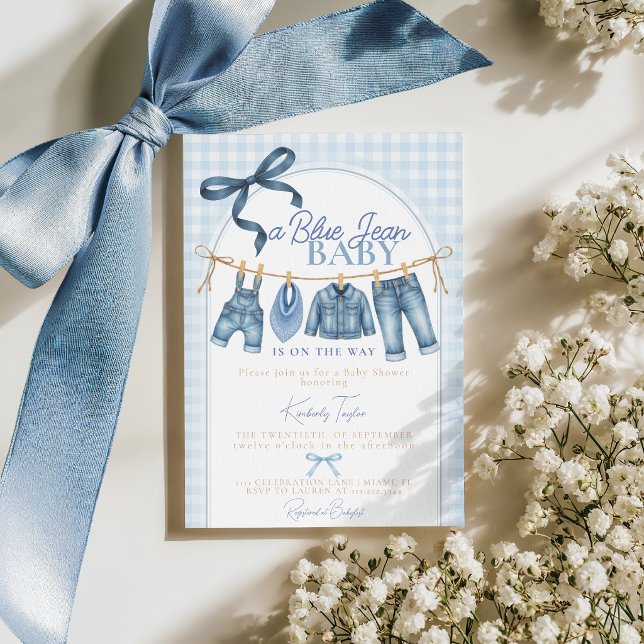 Invitation pour la Baby Shower "Bébé en Jean Bleu" (Créateur téléchargé)