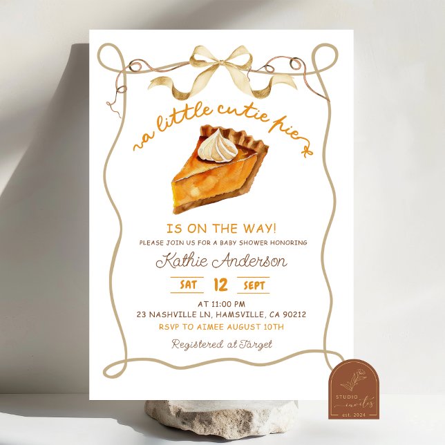 Invitation pour la baby shower Bow Coquette Pie (Créateur téléchargé)