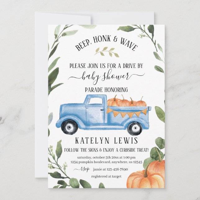 Invitation pour la Baby Shower de Drive By Pumpkin (Devant)