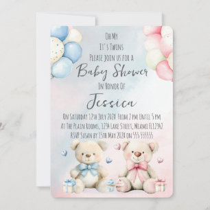 Invitation pour la Baby Shower de jumeaux garçon e