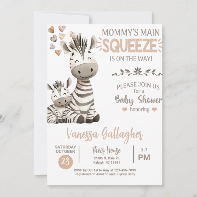 Invitation pour la baby shower de maman et bébé zè (Devant)