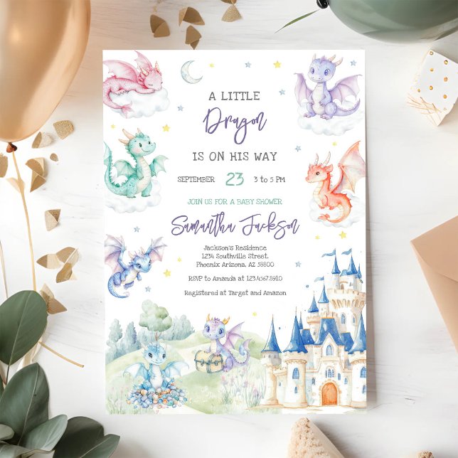 Invitation pour la baby shower du petit dragon (Créateur téléchargé)