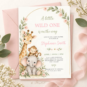Invitation pour la Baby Shower Fille Safari "Wild