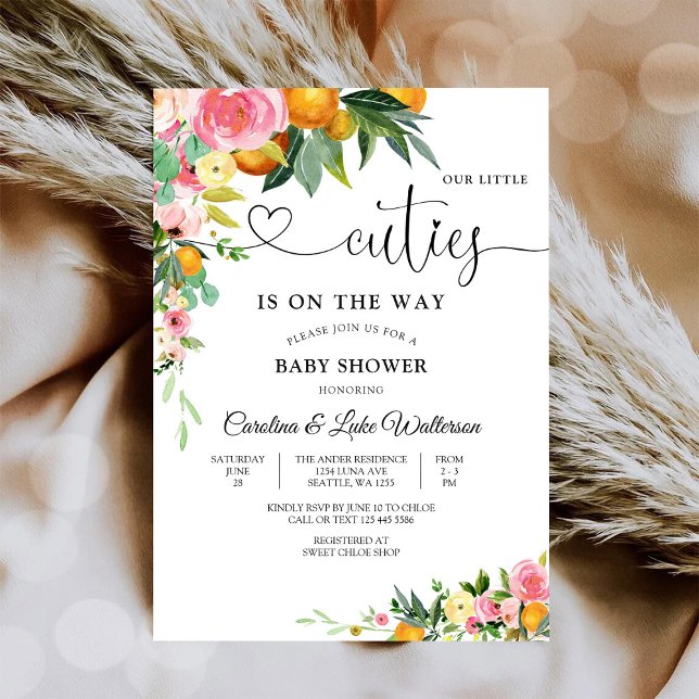 Invitation pour la Baby Shower Floral Cuties (Créateur téléchargé)