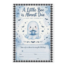 Invitation pour la Baby Shower Garçon Fantôme Bleu