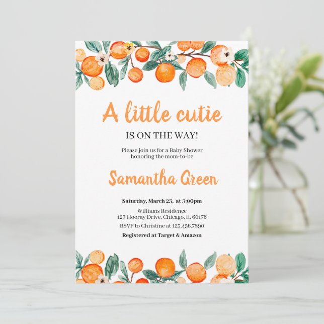 Invitation pour la Baby Shower Little Cutie (Debout devant)