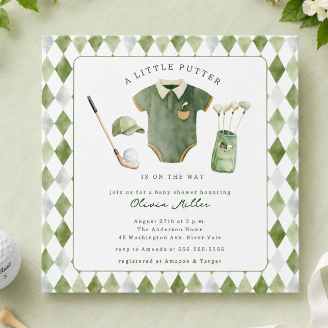 Invitation pour la baby shower Little Putter (Créateur téléchargé)