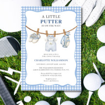 Invitation pour la Baby Shower Little Putter Blue 