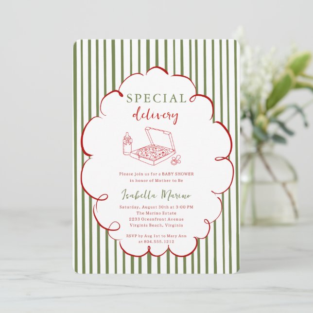 Invitation pour la Baby Shower "Livraison spéciale (Debout devant)