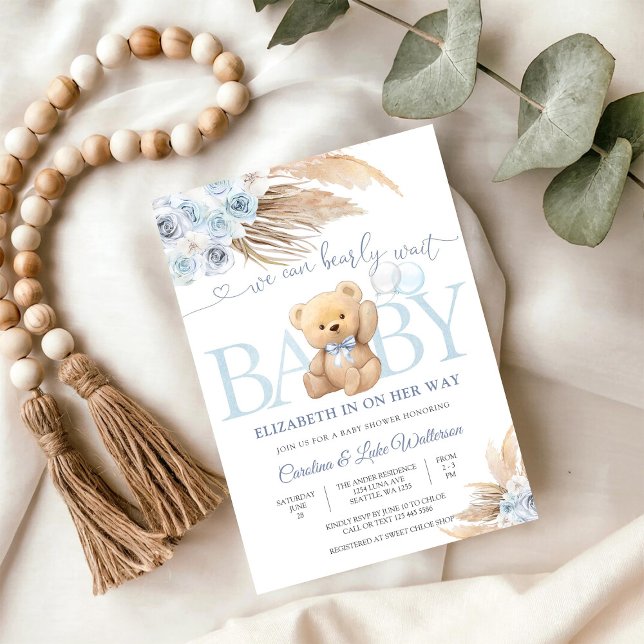Invitation pour la Baby Shower Ourson Bleu (Créateur téléchargé)