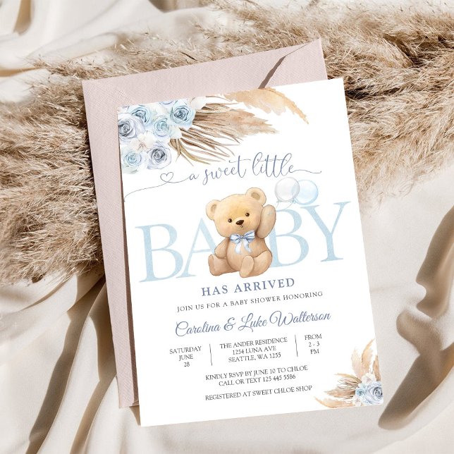 Invitation pour la Baby Shower Ourson Bleu en Pelu (Créateur téléchargé)