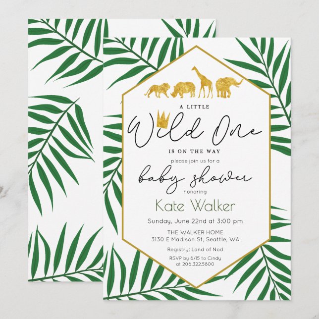 Invitation pour la baby shower sur le thème de Saf (Devant / Derrière)