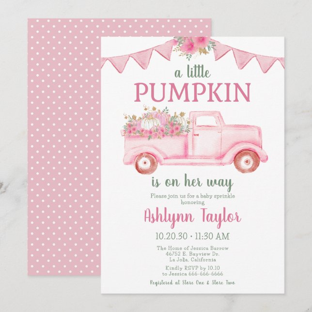Invitation pour la Baby Sprinkle de la Petite Fill (Devant / Derrière)