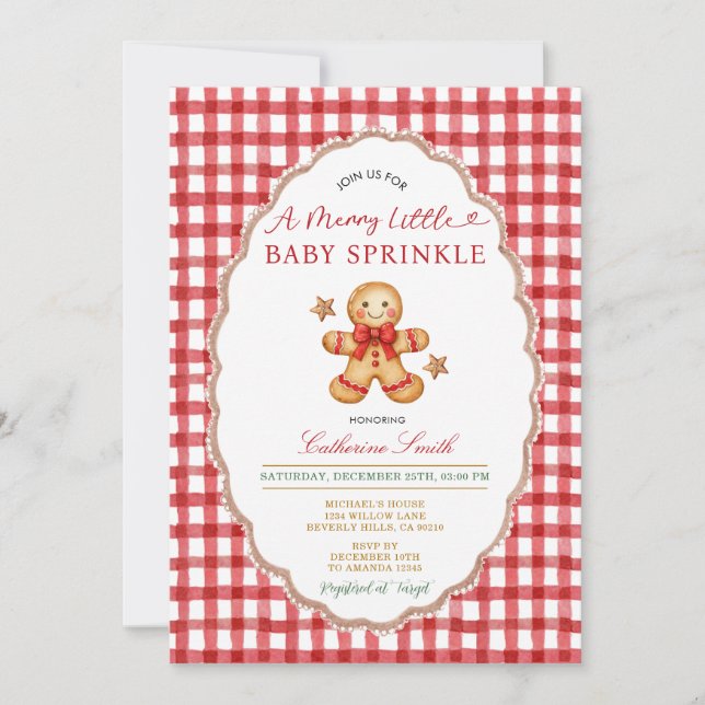 Invitation pour la Baby Sprinkle de Noël au pain d (Devant)