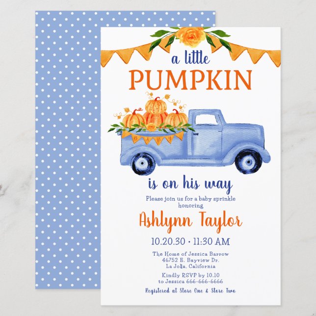 Invitation pour la Baby Sprinkle de Petit Garçon C (Devant / Derrière)