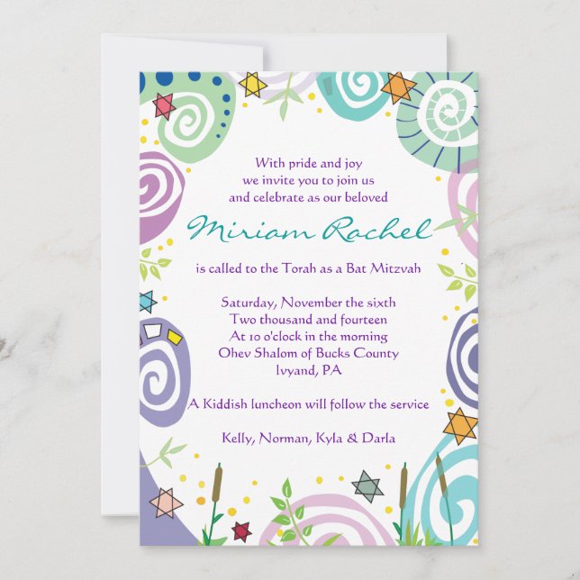 Invitation pour la Bat Bar Mitzvah MÈRE NATURE TOU (Devant)