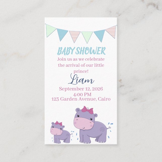 Invitation pour la célébration de bébé éléphant Ba (Devant)