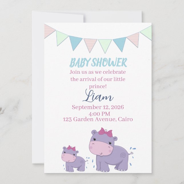Invitation pour la célébration de bébé éléphant Ba (Devant)