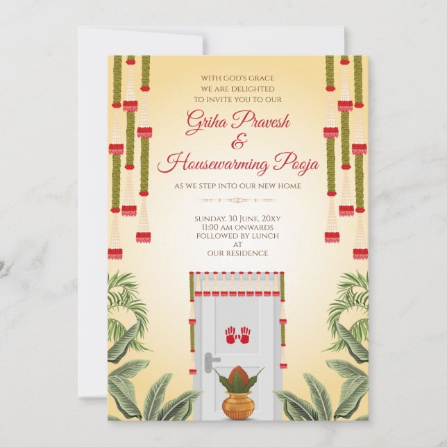 Invitation pour la cérémonie de Gruhapravesam, la  (Devant)