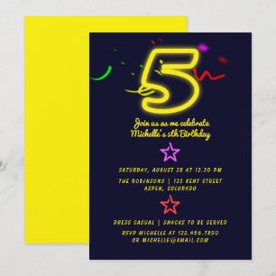 Invitation pour la cinquième fête d'anniversaire a