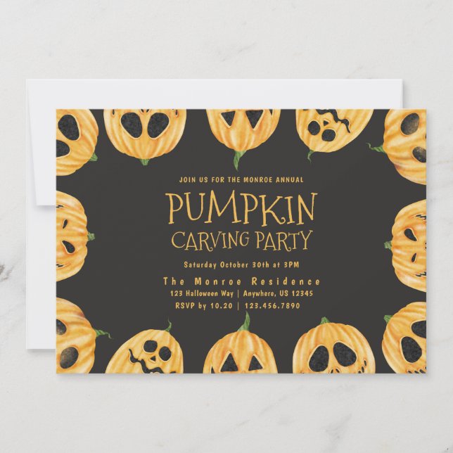 Invitation pour la Décoration de Citrouille Jack-O (Devant)
