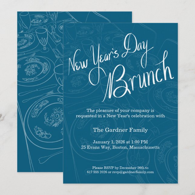 Invitation pour la décoration de table de brunch d (Devant / Derrière)