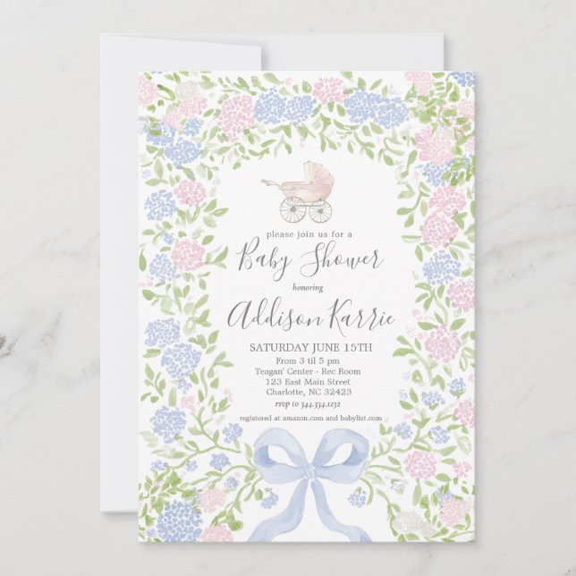 Invitation pour la douche de bébé avec landau gran (Devant)
