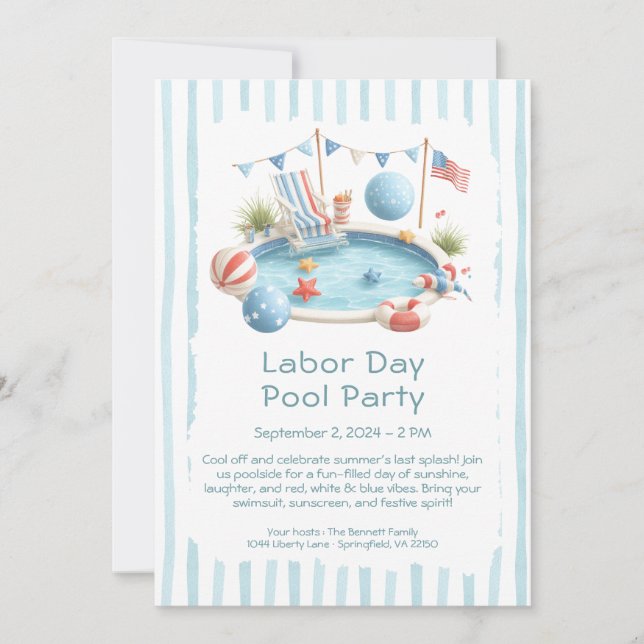 Invitation pour la fête au bord de la piscine de l (Devant)