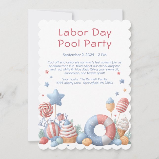 Invitation pour la fête au bord de la piscine de l (Devant)