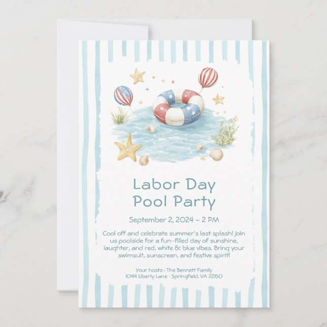 Invitation pour la fête au bord de la piscine de l (Devant)