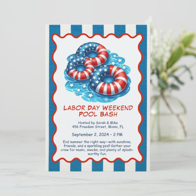 Invitation pour la fête au bord de la piscine de l (Debout devant)