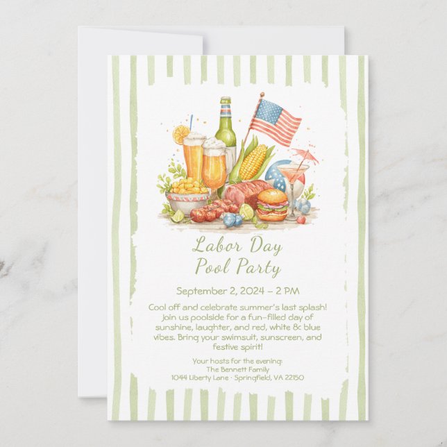 Invitation pour la fête au bord de la piscine de l (Devant)