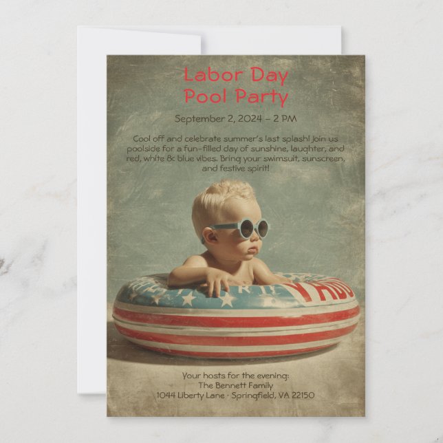 Invitation pour la fête au bord de la piscine de l (Devant)