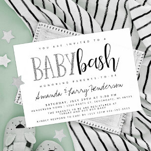 Invitation pour la fête bébé argentée, Fête prénat